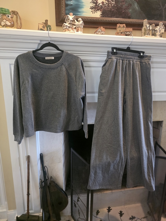 Zenana Outfitters Pants - Zenana Outfitters Charcoal Gray Wide Leg Lounge Set